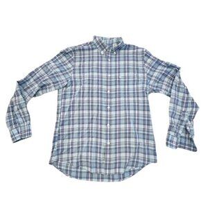 Mens Dockers Button Up Shirt Size Medium‎ Blue White Plaid Long Sleeve Casual